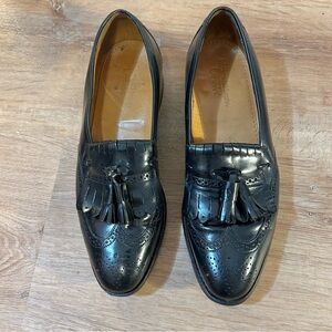 Johnston & Murphy Black Leather Tassel Slip-On Loafers